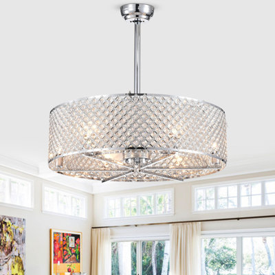 Ventilateur de plafond à 3 pales de 29 po en cristal avec télécommande et ensemble d'éclairage inclus