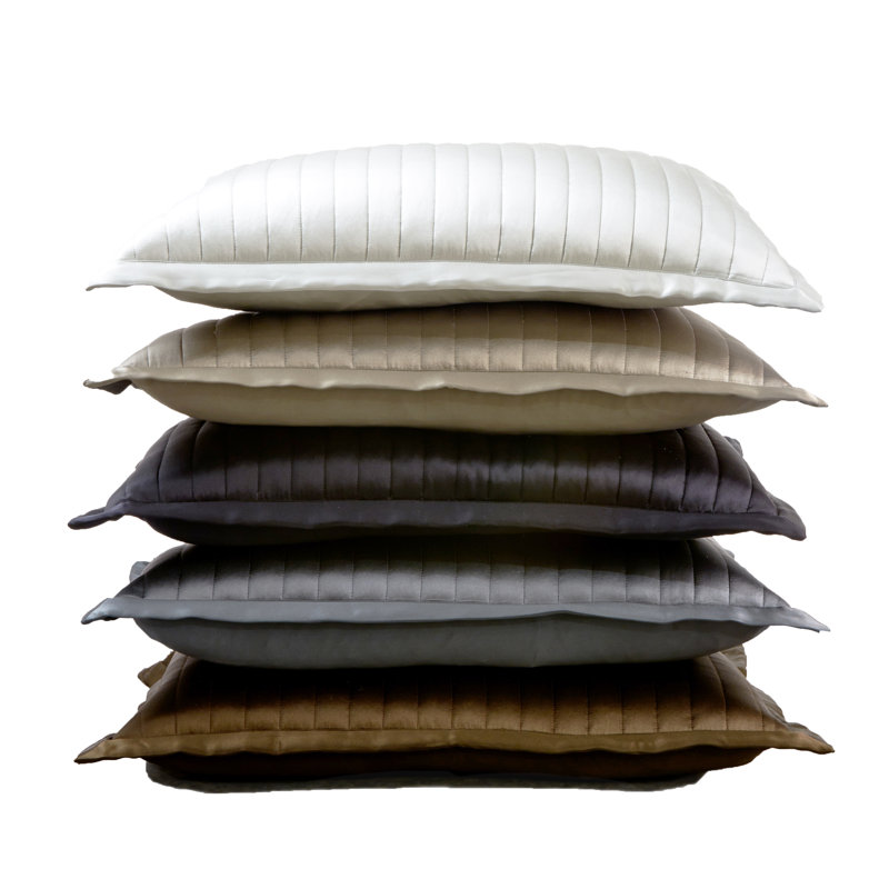 Quilted Silk Channel Pillow, Silver, 30"H x 36"W