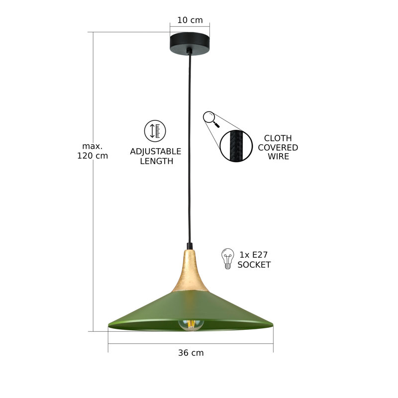 1 - Light Matte Black Dome Pendant, Gold/Khaki