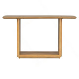 Elegant Minimalist Console Table With Curved Corners,Natural Wood Veneer,U-Base Design For Easy Placement ,Perfect For Displaying Your Treasures,Simple Assembly