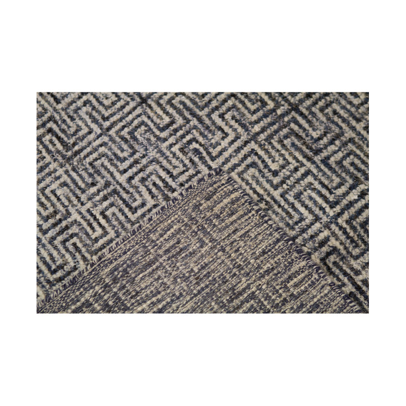 Tapis ivoire et noir noué à la main de haute qualité