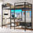 Loft Bed Twin Size With L-shaped Desk, Led Lights And Charging Station Twin Metal Tall Bed Frame With Storage Shelves,hall Tree Shoe And Bench With 2 Storage Drawers,safety Guard & Stair,-1950523155