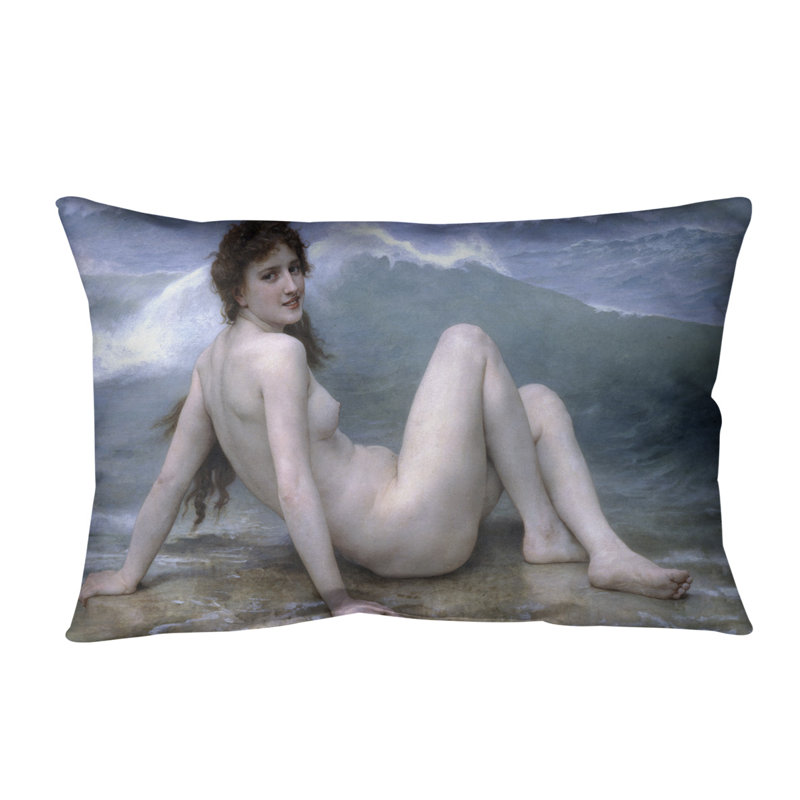 The Wave Linen Lumbar Pillow, Blue
