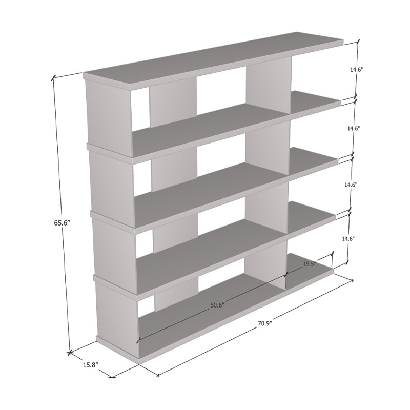 Gravity 70.9" Bookcase with Matte Finish, White