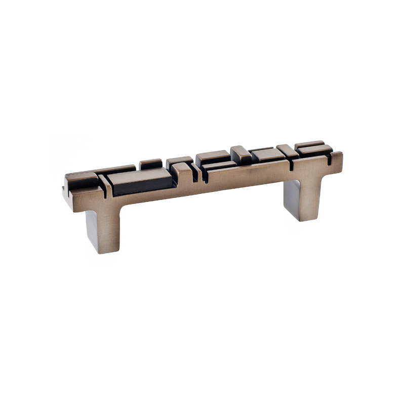 Offset 3 3/4" Center to Center Bar Pull, Antique Brass