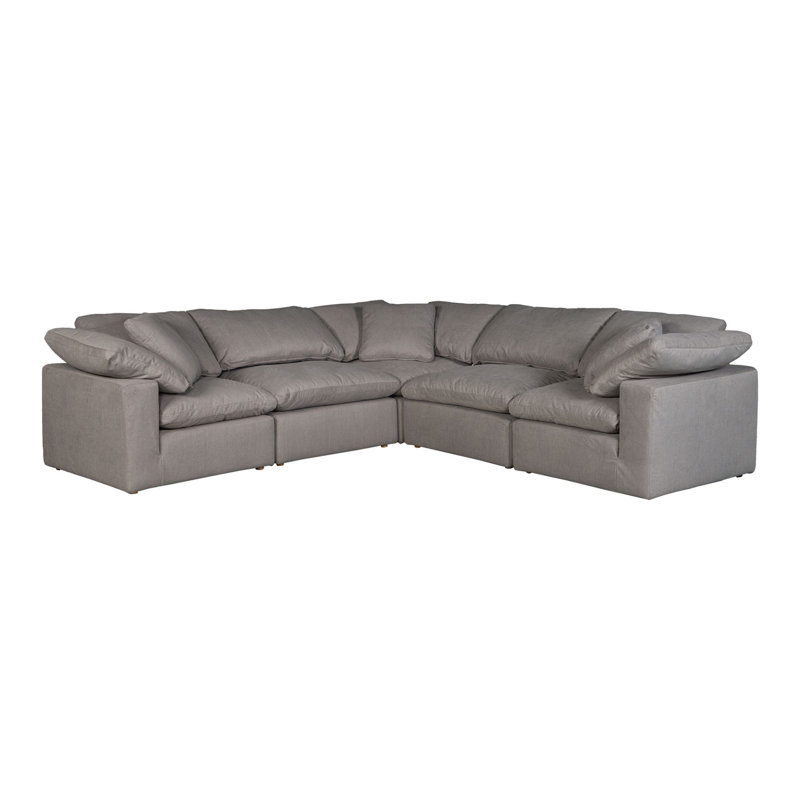 Canapé modulaire en tissu performance 5 pièces Tila, Performance gris clair