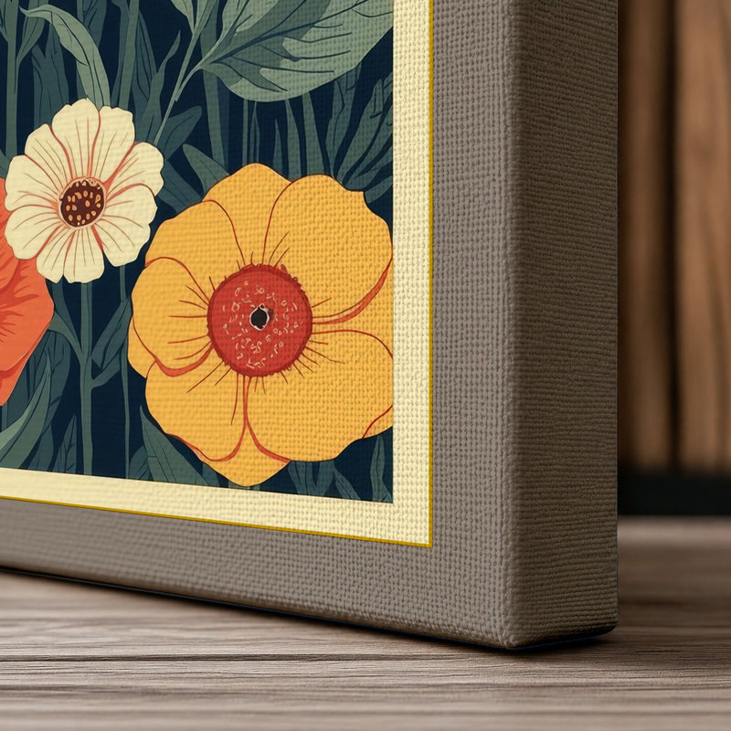 Autumn Cluster Botanical - Wrapped Canvas, 36x24 - 91.4 x 61.0 cm, Taupe Border