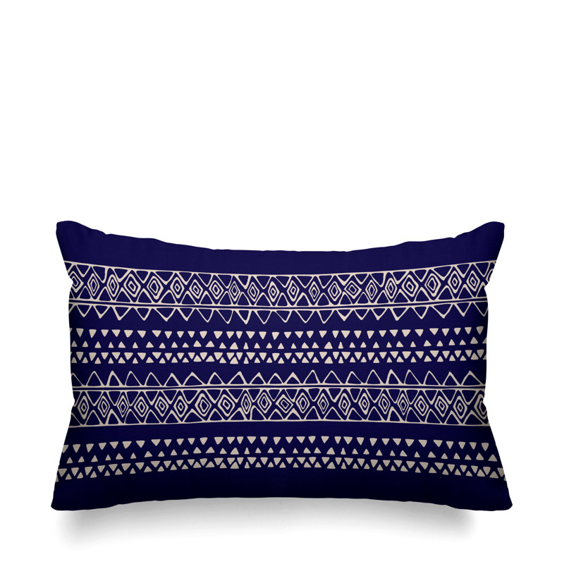 Titi Geometric Outdoor Reversible Throw Pillow, Navy Blue
