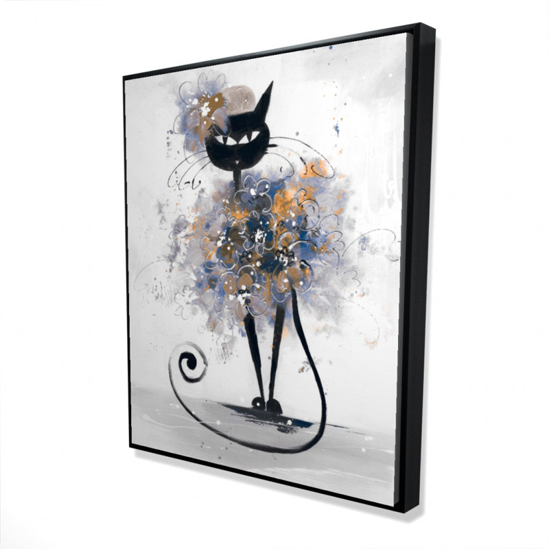 Cartoon Black Cat Print On Canvas
