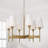 32" W x 22.75" H 6-Light Chandelier in Aged Brass with White Fabric Shades and Designer Canopy-124212395-124212393