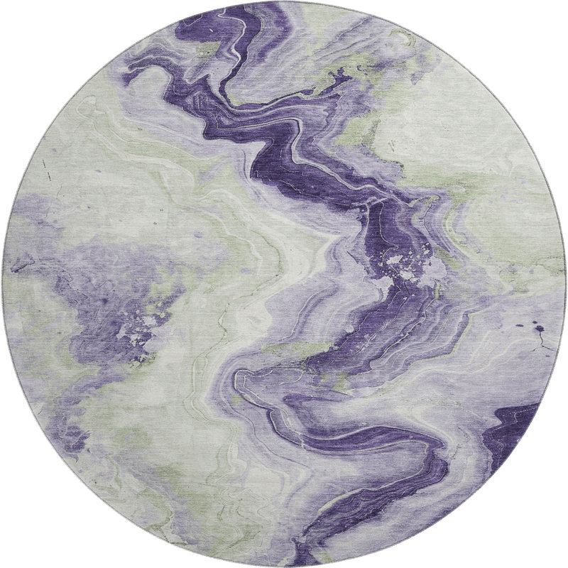 Premium Machine Washable Mayfield AMF1862 Swirls Rug, Round 8'