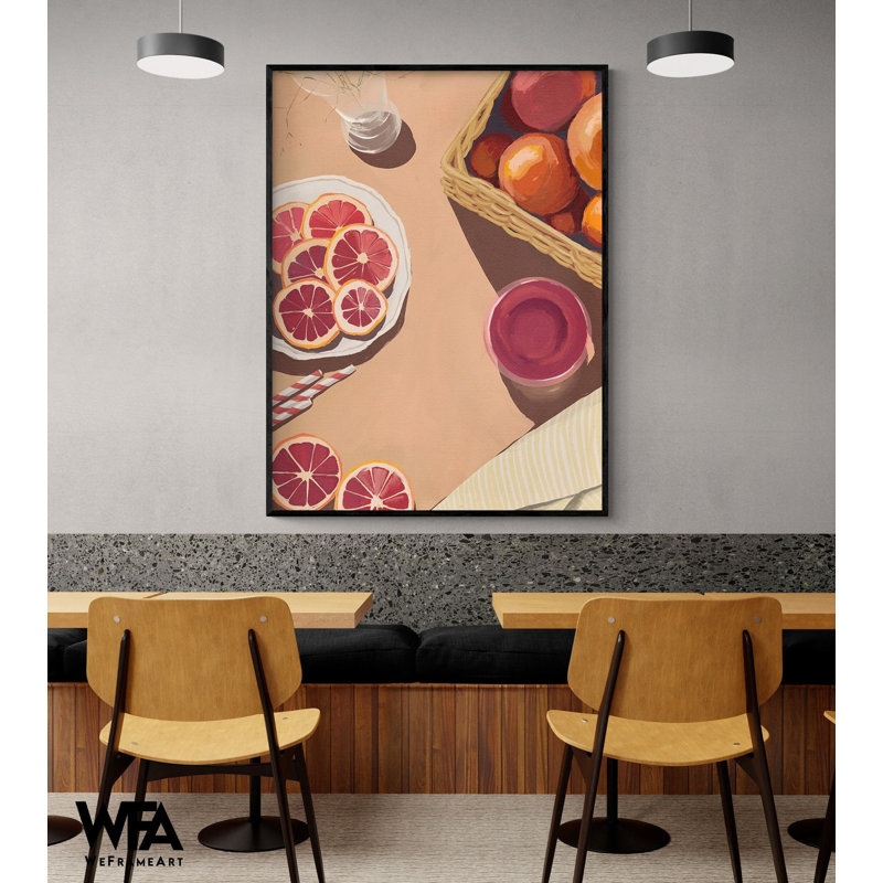 Sweet Nectar By Urban Road, Pink Grapefruit Art, Organic Fruity Kitchen Decor, Dietitian Office Wall Decor, Original Grapefruit Poster