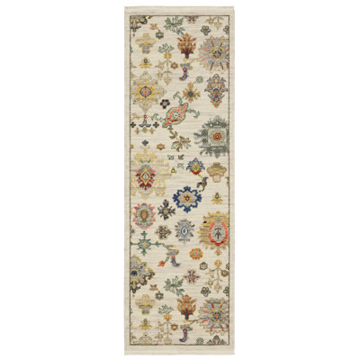 Tapis brun / beige en laine tissé à la machine Markeya