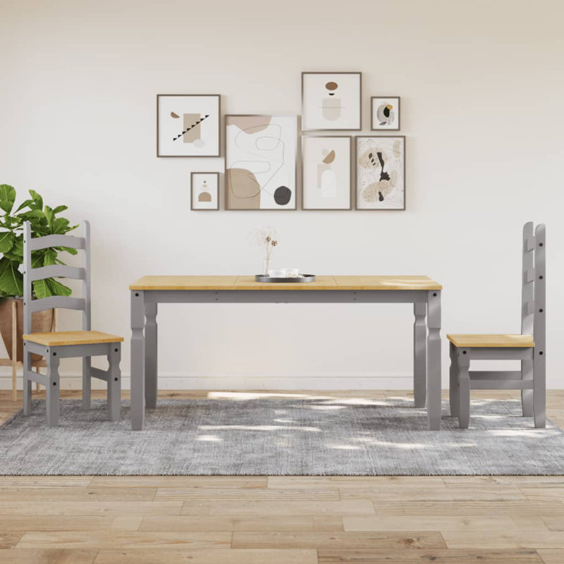 Anesia Solid Wood Dining Table, 80cm W x 160cm L, Grey