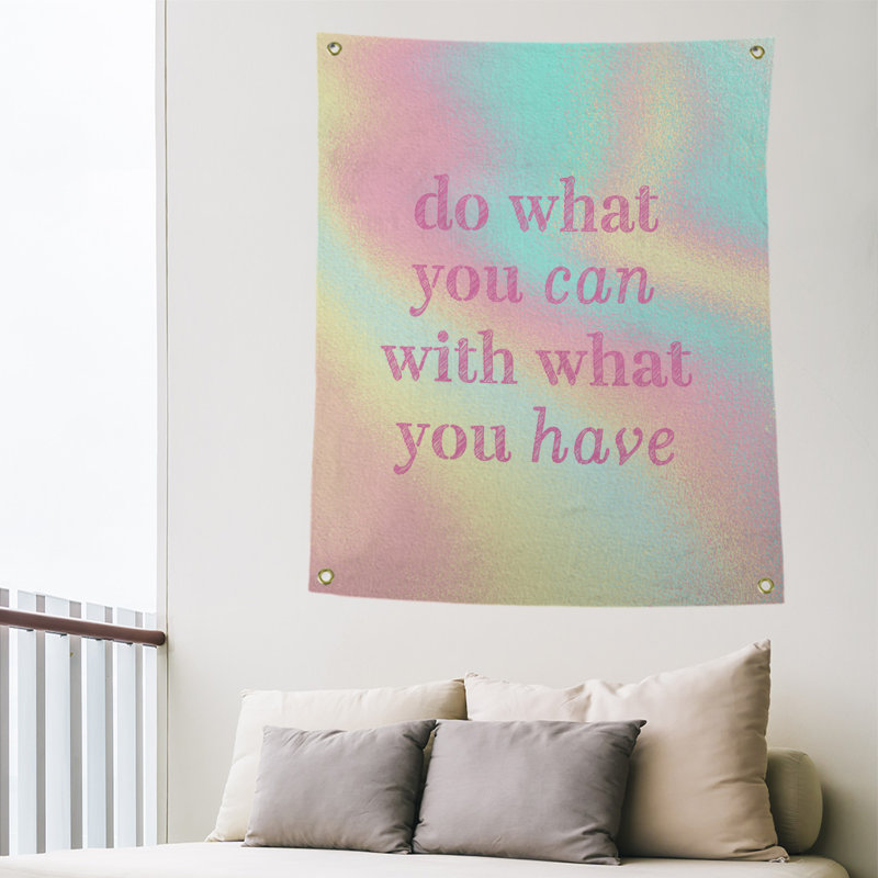 En polyester, ce que vous pouvez citer tapisserie, H 80 po x l 59 po, Arc-en-ciel pastel