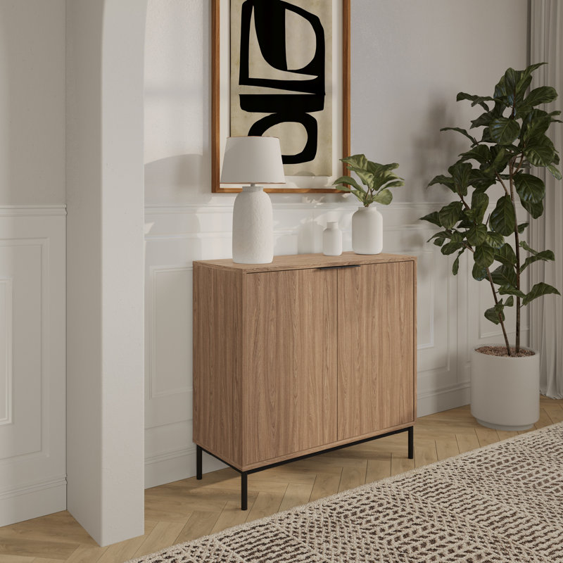 Slim 2-Door Storage Cabinet, Brown