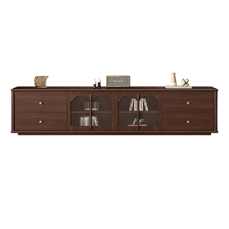 Meuble télé en bois de cerisier de style français rétro, H 17,71 po x L 94,48 po x l 15,75 po