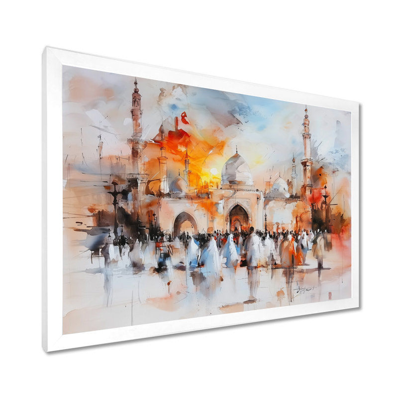 Décoration murale paysage «Prayer Time pendant le Ramadan Ier», H 24 po x l 32 po, Blanc