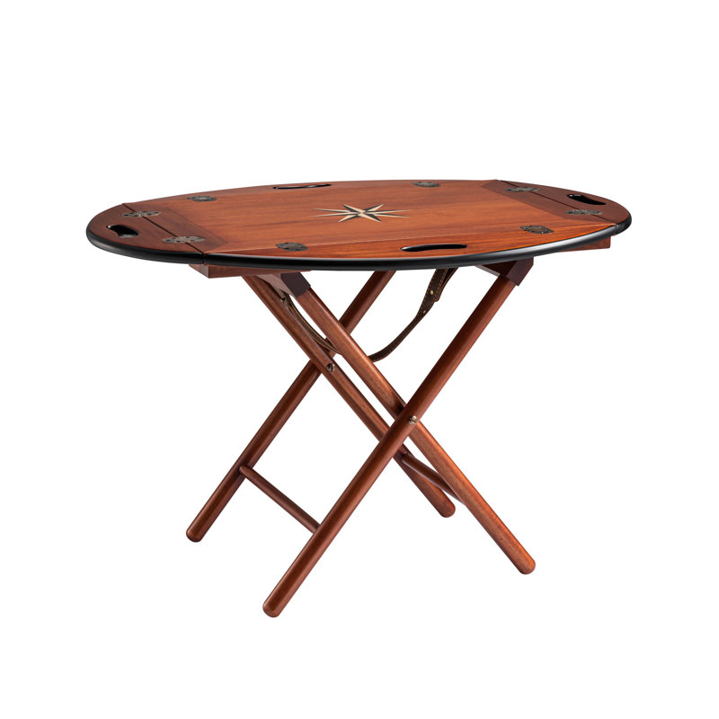 Acker 34'' Mahogany Wood Cross Leg Tray Top End Table