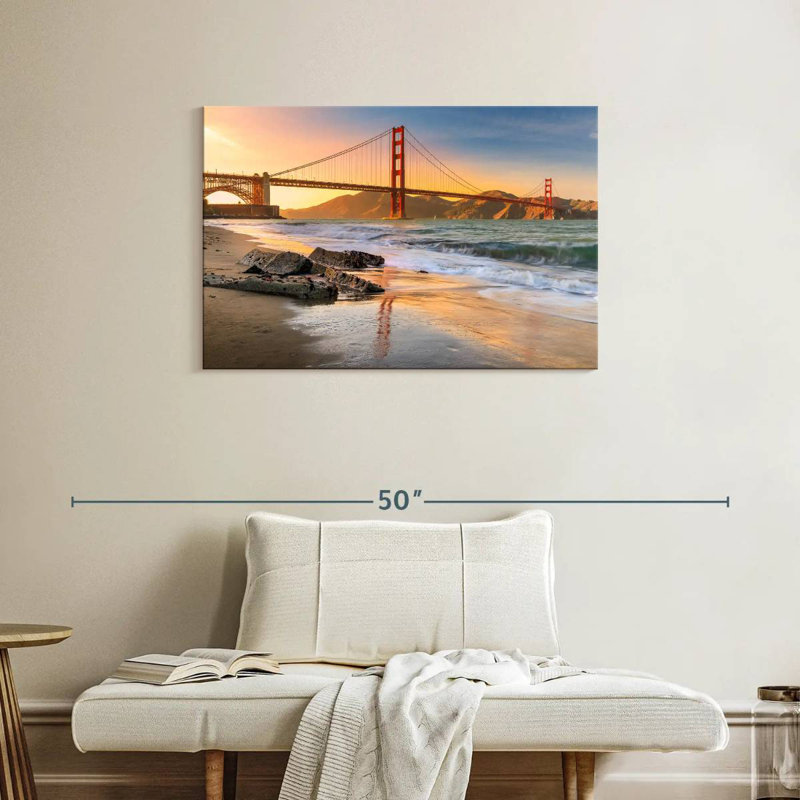 Coucher de soleil au pont Golden Gate, H 24 po x l 36 po