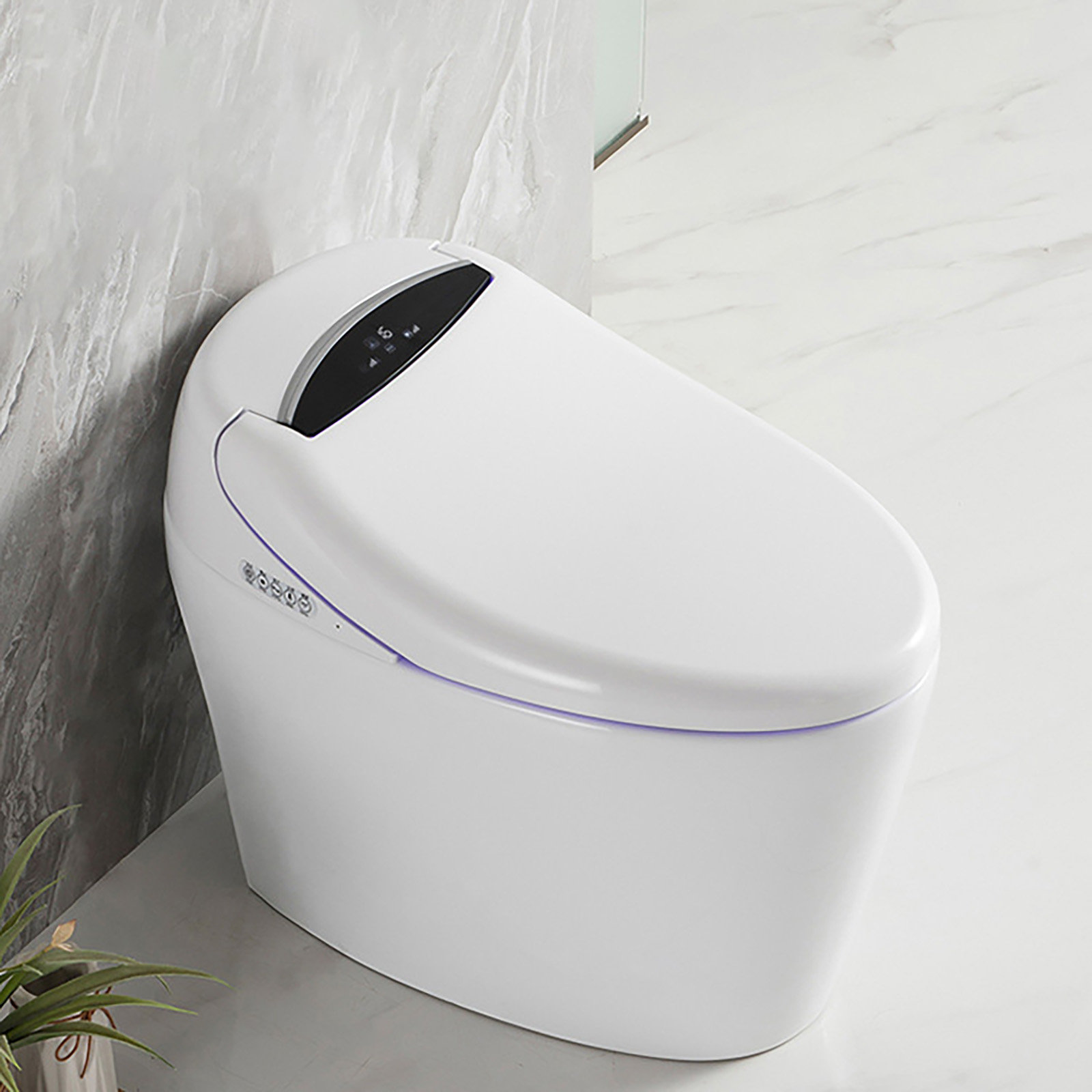 Smart Bidet Toilet Quiet-Closed Heated Seat Sensor Auto, Foot Kick &  Blackout Flush, Warm Wash, Night Light