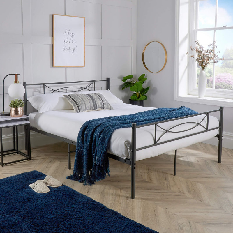 Gap Metal Dark Grey Modern Black Bed Frame, Small Double (4')