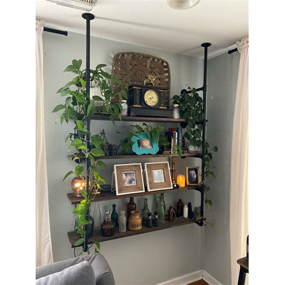 Allisandra 5 Tier Farmhouse D.I.Y Iron Pipe Shelf Wall Mount Open Shelf (Wooden Board Not Included)