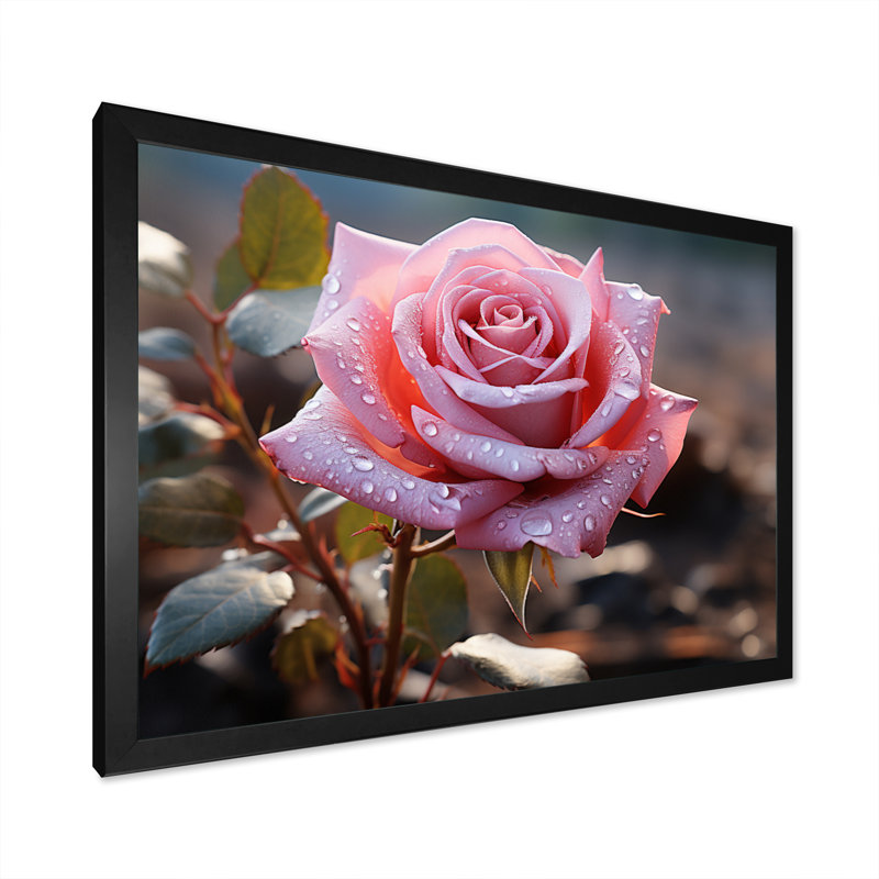 " Flowers Serenity In Pink ", H 34 po x l 44 po x P 1,5 po, Cadre simple noir