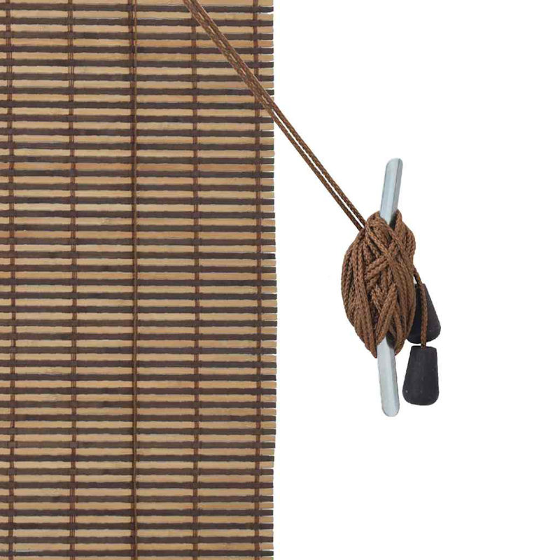 Vidaxl Window Blind With Curtains Manual Brown Bamboo, 220cm L x 150cm W