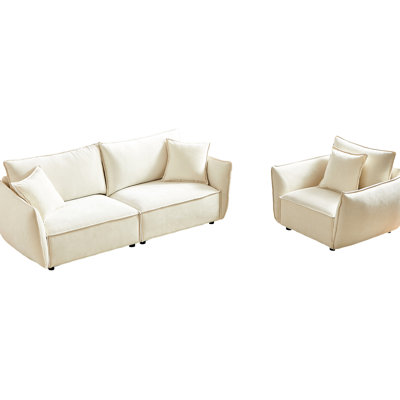 Modern Style 3 + 1 For Living Room With Breathable Fabrics And Wood Functional Furniture Chenille Solid Frame