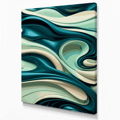 Abstrait paysage 34, art mural sur toile verte