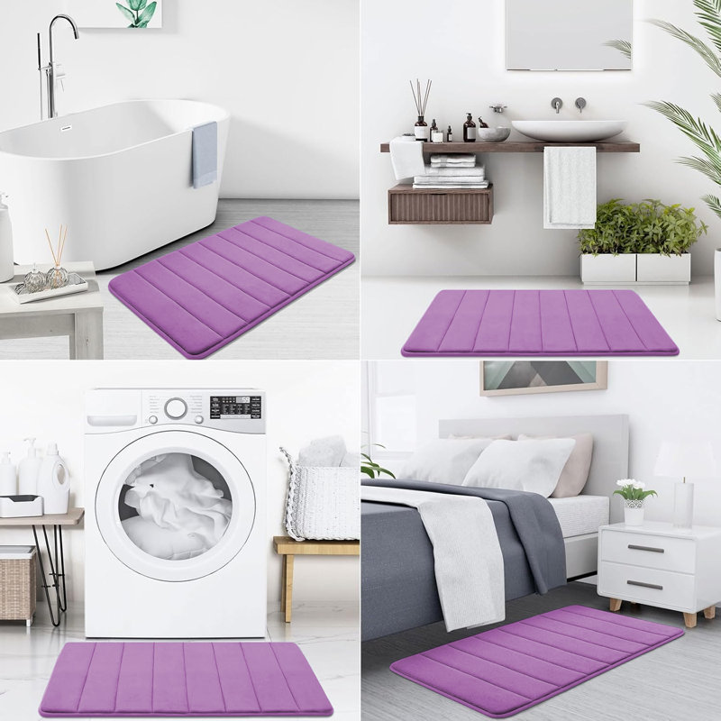 Navaiah Premium Memory Foam Bath Mat - Ultra Soft, Absorbent, Anti-Skid and Machine-Washable, 40cm x 60cm, Lilac