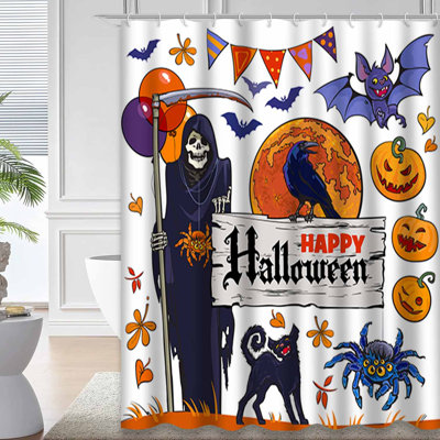 Rideau de douche avec 12 crochets Halloween