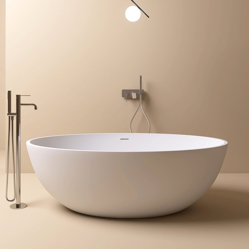 Baignoire de trempage autoportante en résine 67 po x 39 po, Blanc