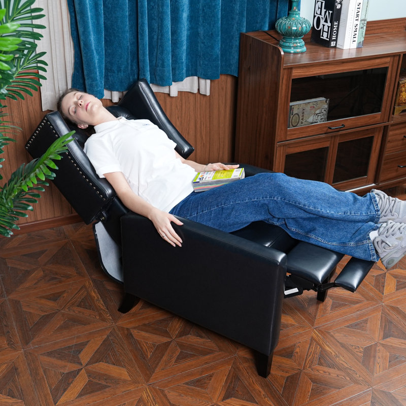 Davlat Recliner Chair, Leather Recliner Sofa with Soft High-Resilience Cushion, Living Room Chair, Black Faux Leather