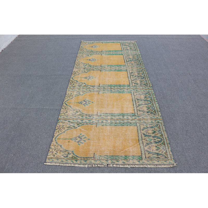 Vintage Turkish Rug Handwoven For Indoor And Outdoor Use In Vibrant Orange Hue
