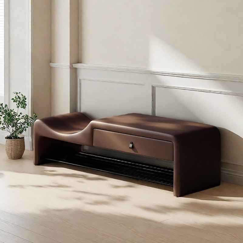 Banc de rangement pour chaussures 47,2 po, Café