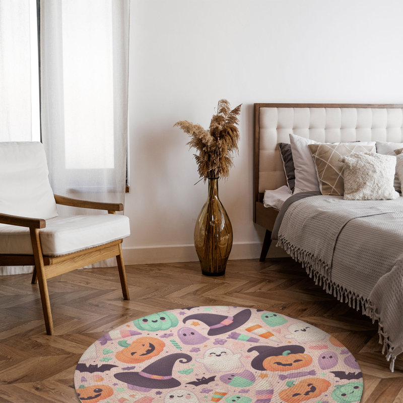 Blush Boo Bash Braided Rug, Round 5'