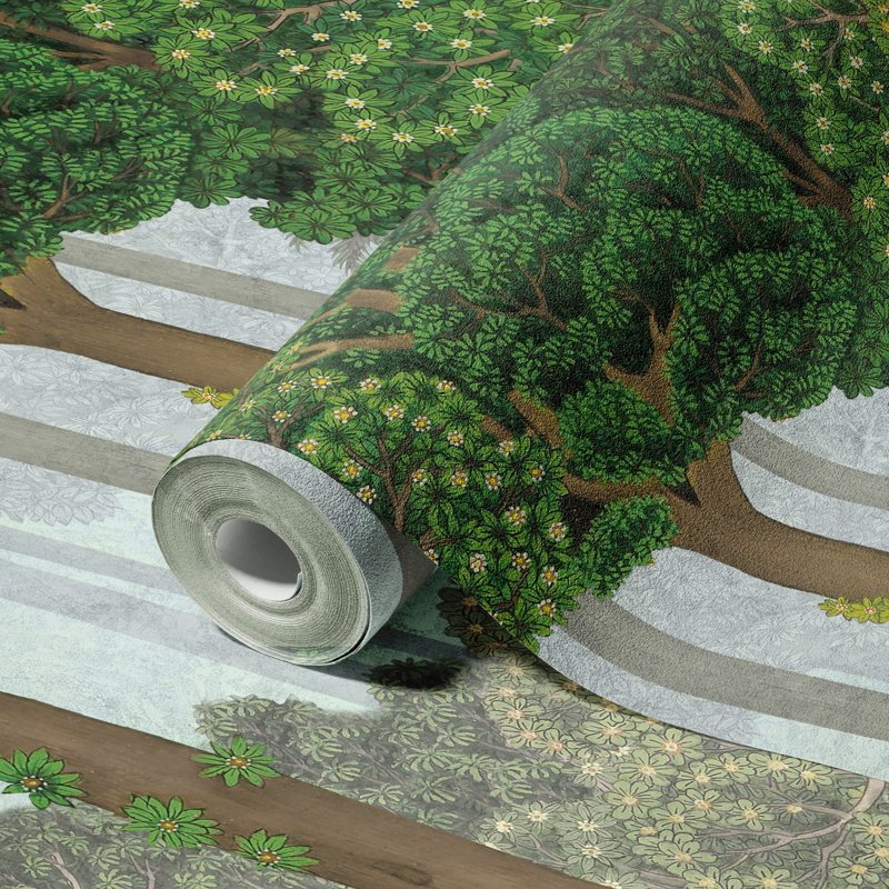 Papier peint Serene Greenery And Blooming Trees, L 110,04 po x l 204 po, Vert