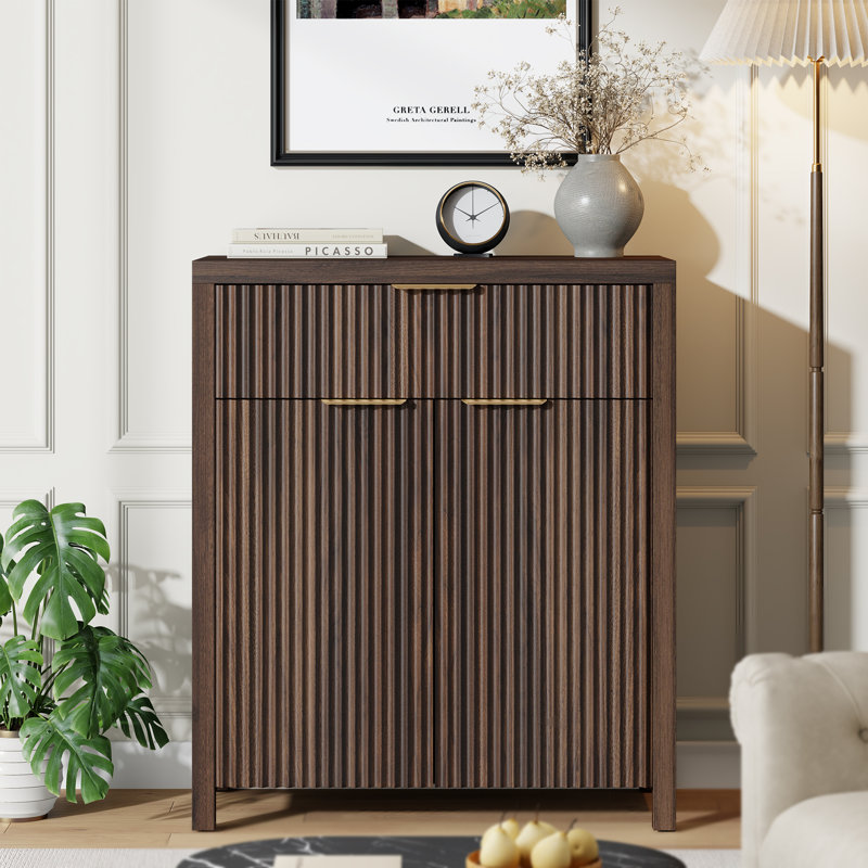 Buffet moderne avec grand tiroir, buffet de rangement avec tablette réglable, armoire d'entrée avec design ondulé, rangement parfait pour la salle à manger, la cuisine et le vestibule