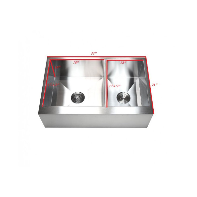 CozyBlock 33'' L Double Bowl Stainless Steel Kitchen Sink