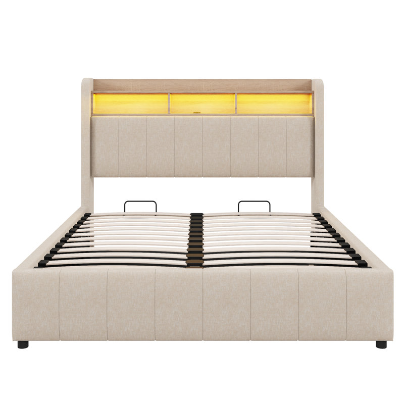 Bigord Upholstered Bed, 160 x 200 cm, Beige