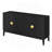 4-Door Sideboard Storage Cabinet For Living Room And Dining Room, Two Large Cabinets With Gold Handles And Adjustable Shelf, Black-986251158