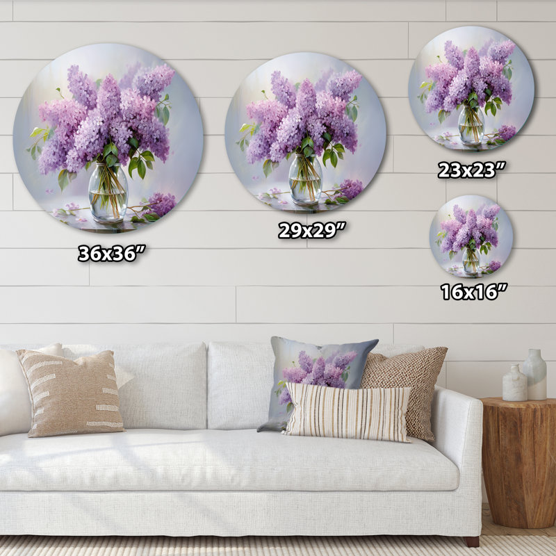Virginie - art floral rond en métal, H 36 po x l 36 po