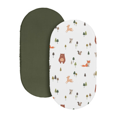 Woodland Animal Pals 2 Pack Baby Bassinet Fitted Sheets by Sweet Jojo Designs