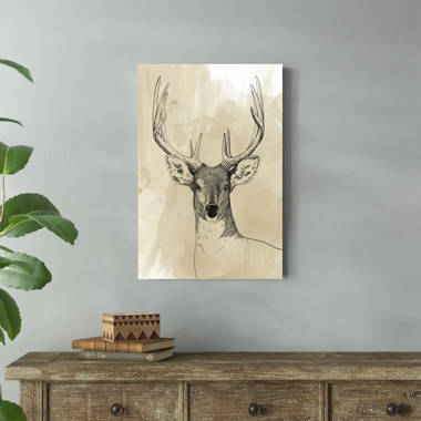 Designart Beautiful Deer With Big Horns - Animal Throw Pillow - 18x18