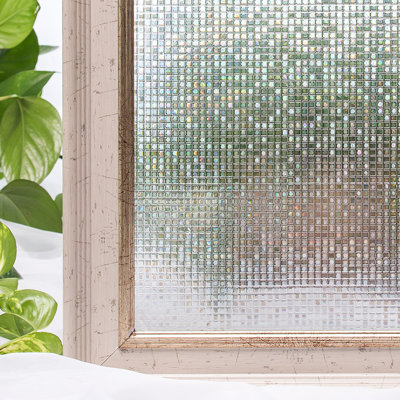 Draeson 3D Static Cling Privacy Window Film, Self-Adhesive UV Blocking Heat Control for Home Decoration Window Sticker