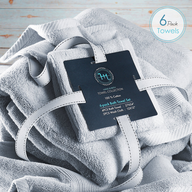 Danni-Leigh 6 Piece 100% Cotton Towel Set., Ice Blue, 6-pack Bath Towel Set