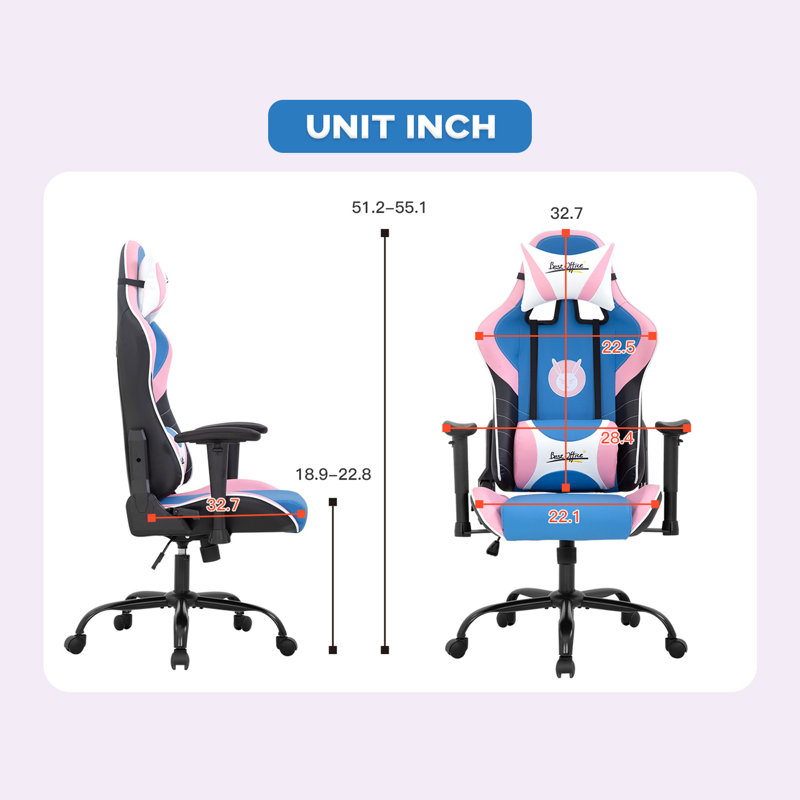 Fauteuil de jeu ergonomique PC avec support lombaire et appui-bras réglable PC E-Sports