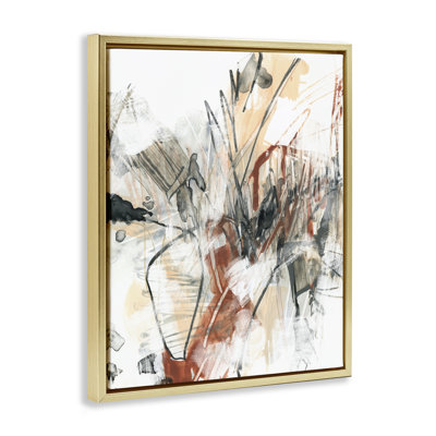  Terracotta & Grey Abstract Framed Floater Canvas Wall Art by June Erica Vess